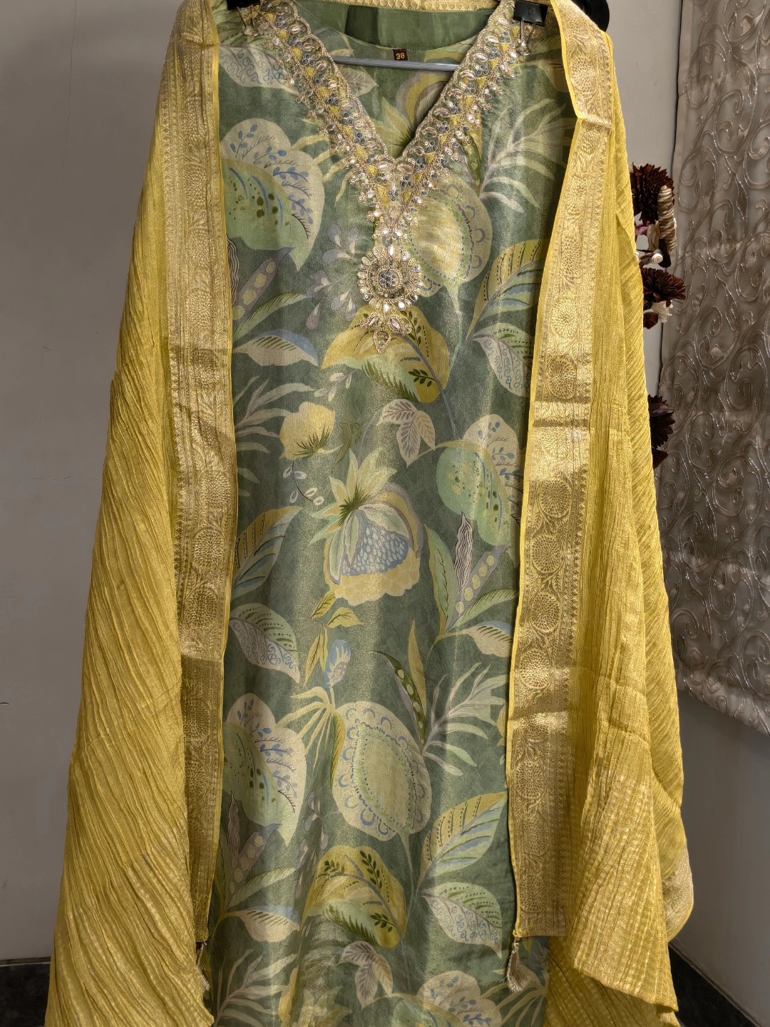 JAIKART FABRIC SUIT WITH CRUSH DUPATTA